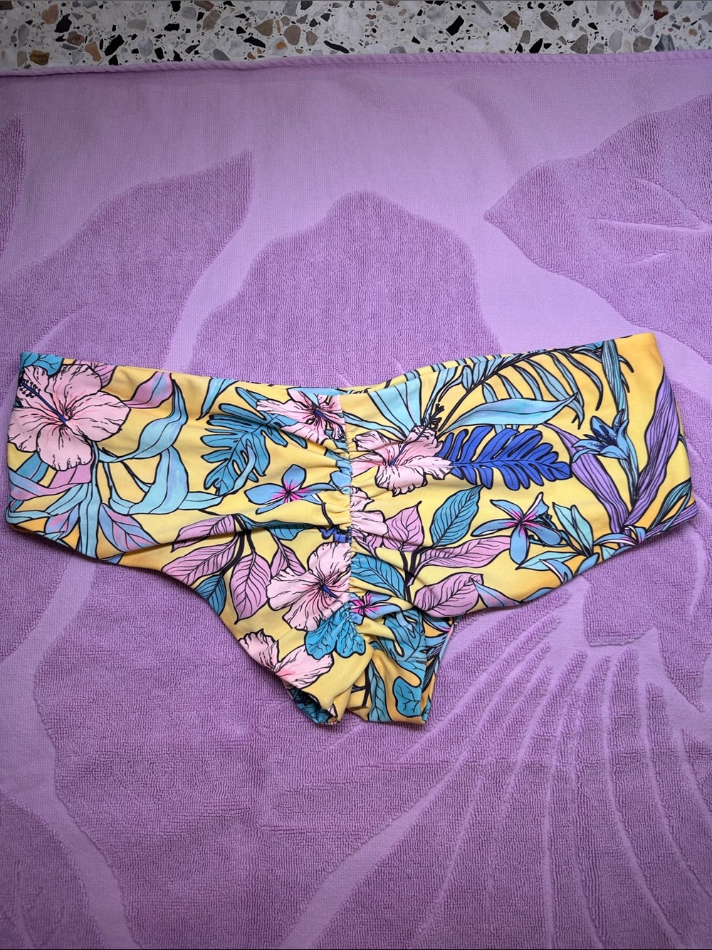 Fused Hawaii Yellow Tropical Floral Kona Bikini Bottoms - Picture 2 of 3